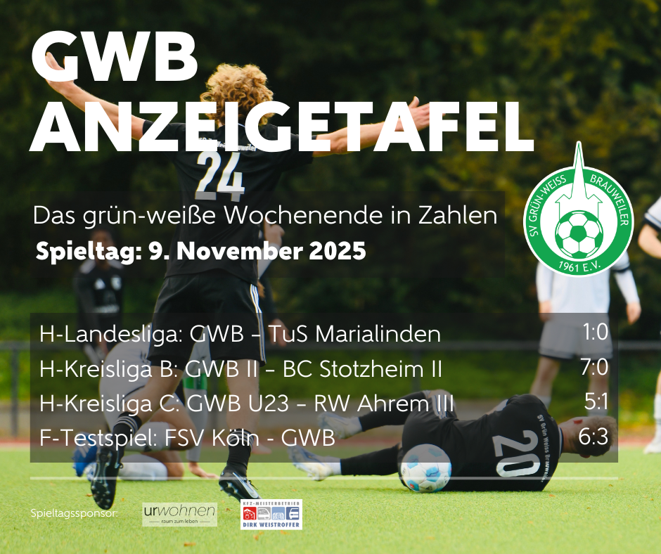 GWB Spieltage Anzeigetafel 9Nov 25